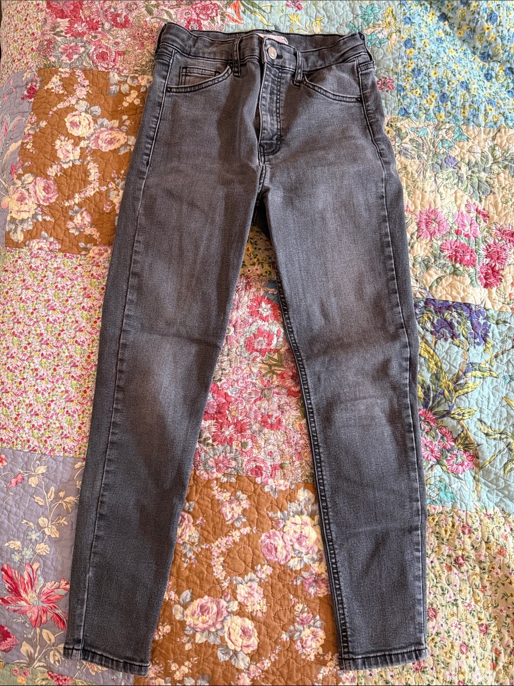 Topshop Jamie Grey Black High-Rise Skinny Jeans